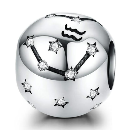 925 Sterling Silver Diy Zodiac Bracelet Beads Constellation Accessories Style - Aquarius