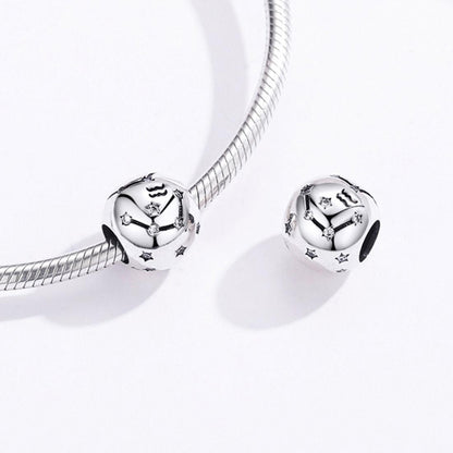925 Sterling Silver Diy Zodiac Bracelet Beads Constellation Accessories Style - Aquarius
