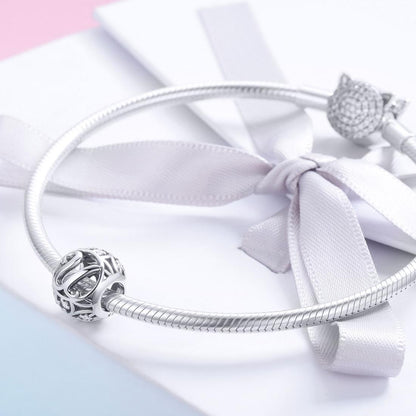 925 Sterling Silver Personalized Letter Beads For Diy Bracelets & Necklaces Style - U