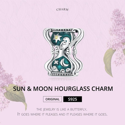 925 Sterling Silver Sun Moon Hourglass Beads Bracelet / Necklace Set
