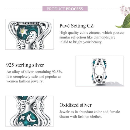 925 Sterling Silver Sun Moon Hourglass Beads Bracelet / Necklace Set