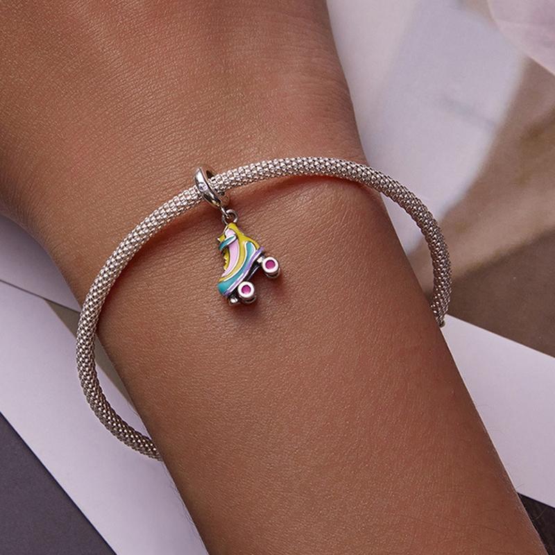 925 Sterling Silver Skate Diy Pendant Beads For Bracelet