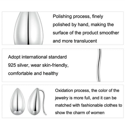 925 Sterling Silver Water Drop Earrings Glare Design