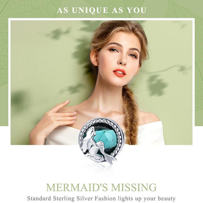 925 Sterling Silver Green Mermaid Beaded Bracelet Charms