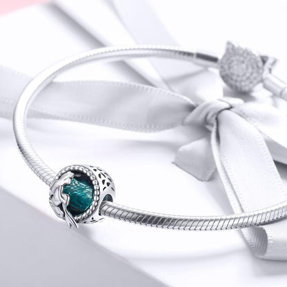 925 Sterling Silver Green Mermaid Beaded Bracelet Charms