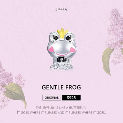 925 Sterling Silver Frog Prince Charm For Diy Bracelets & Necklaces