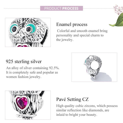 925 Sterling Silver Owl Beads For Diy Bracelets & Necklaces