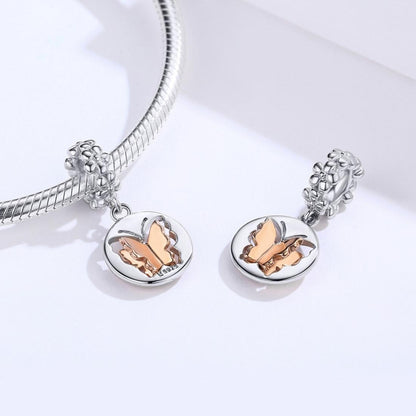 925 Sterling Silver Gold Butterfly Pendant For Diy Bracelets & Necklaces