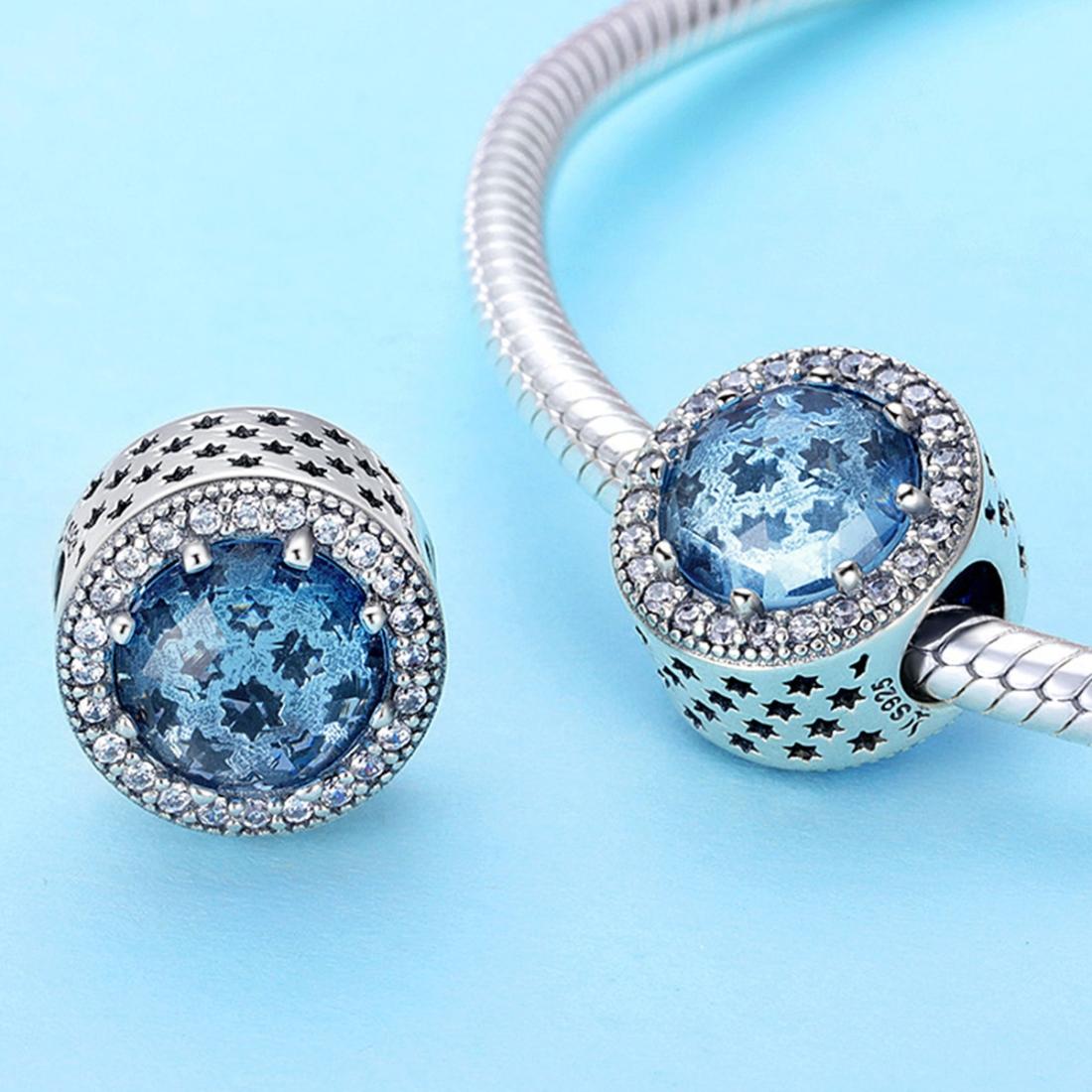 925 Sterling Silver Starry Sky Drop Oil Beads