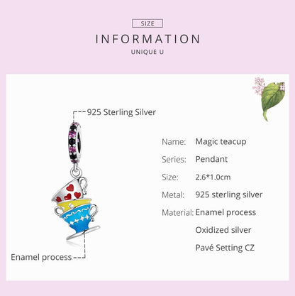 925 Sterling Silver Magic Cup Pendant For Diy Bracelets & Necklaces