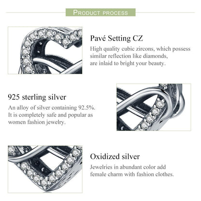 925 Sterling Silver Heart Diamond Beads For Diy Bracelets