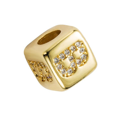 Brass Micro Inlaid Couple Red String Diy Bracelet English Letter Beads Pull Style - B