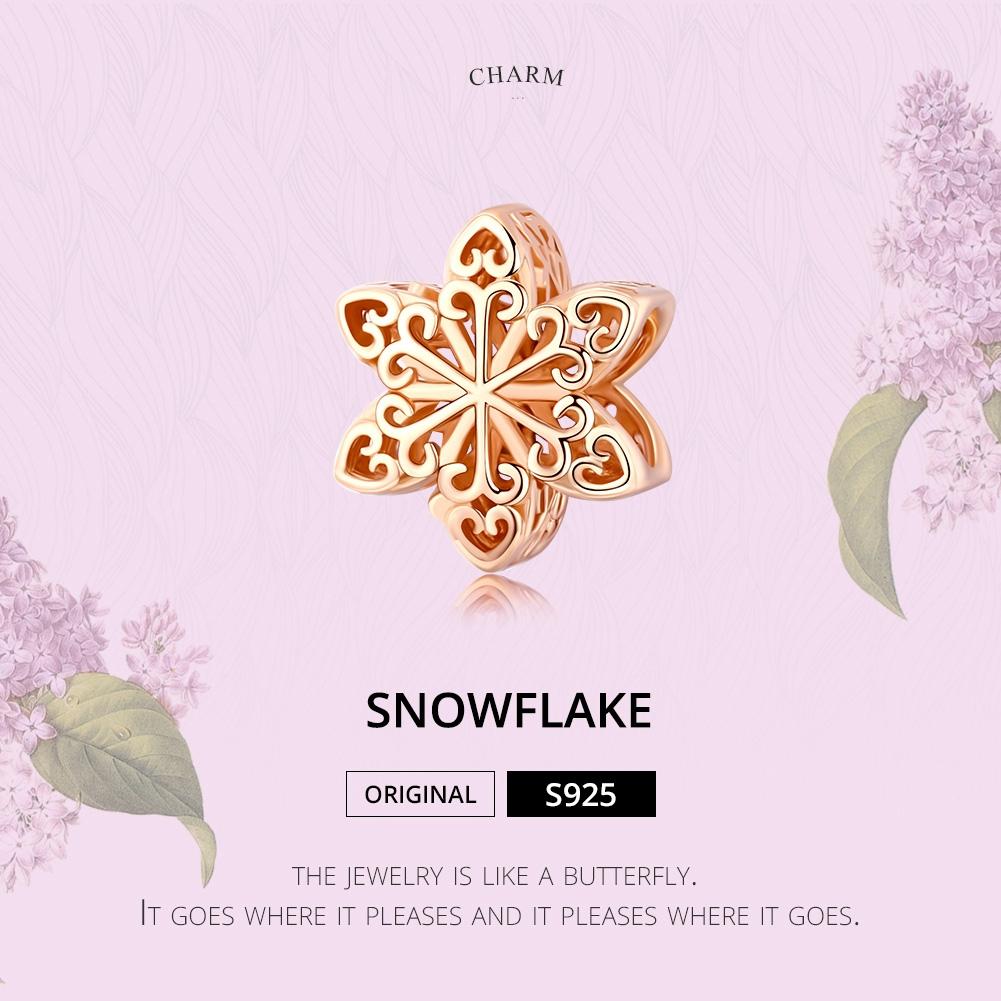 925 Sterling Silver Rose Gold Snowflake Beads For Diy Bracelets & Necklaces