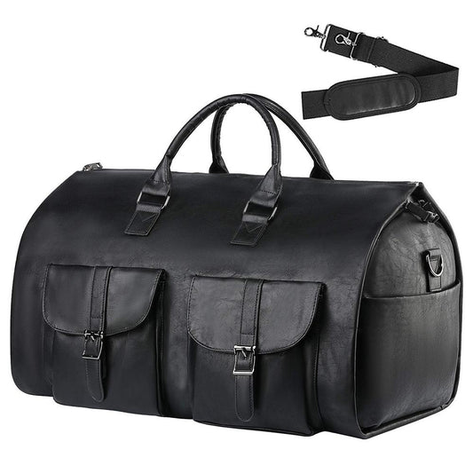 Compact Duffel Bag with Shoe Storage - Black