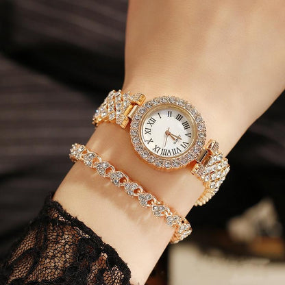 Silver Roman Diamond Women Quartz Watch