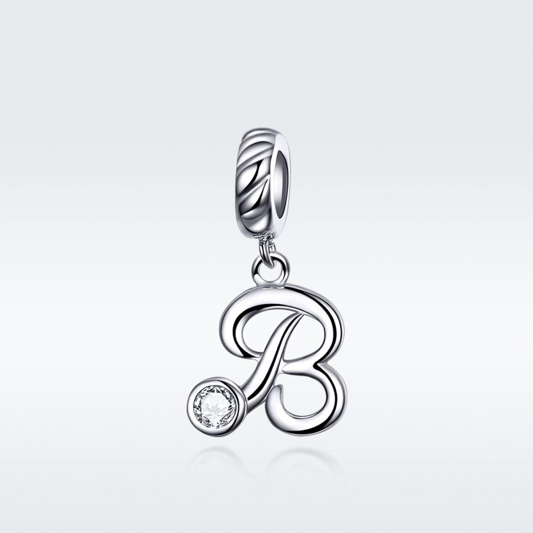 925 Sterling Silver Personalized Letter Pendant For Diy Bracelets And Necklaces Style - B
