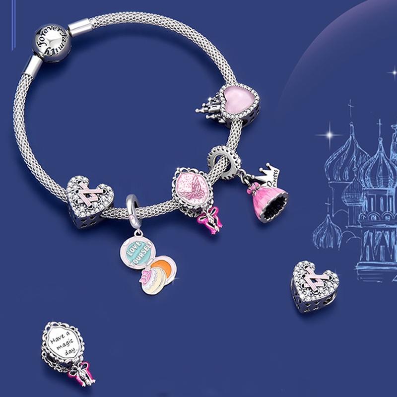 Diy Pearl Pink Bracelet With Retro Fantasy Pendant