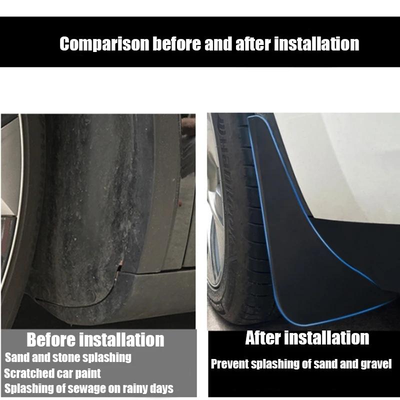 For Tesla Model Y Car Punch-Free Front And Rear Wheel Soft Rubber Fender Guard - Carbon Fiber - Carbon Fiber - The Grand Bazaar of Australia