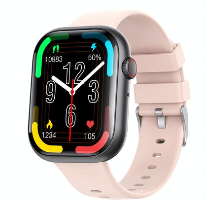 2.1 Inch Screen Smart Watch With Blood Sugar / Blood Oxygen Monitoring / Sos Alarm / 100+ Sports Modes - Black 3-Bead Steel - Black Pink