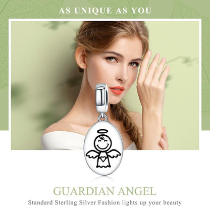 925 Sterling Silver Guardian Angel Necklace & Bracelet Charm