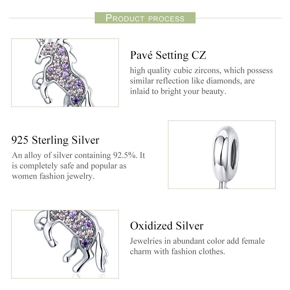 925 Sterling Silver Unicorn Diy Beaded Bracelet Necklace Set Pendant Beads Style - Bead + Necklace