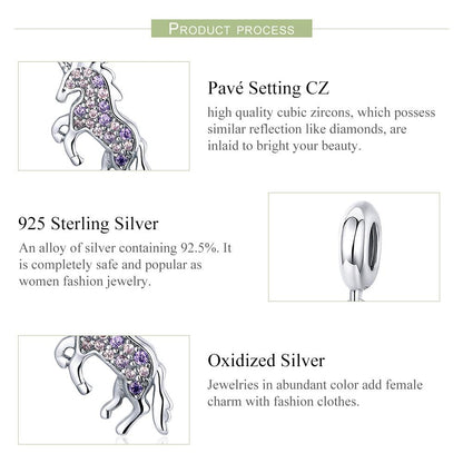 925 Sterling Silver Unicorn Diy Beaded Bracelet Necklace Set Pendant Beads Style - Bead + Necklace