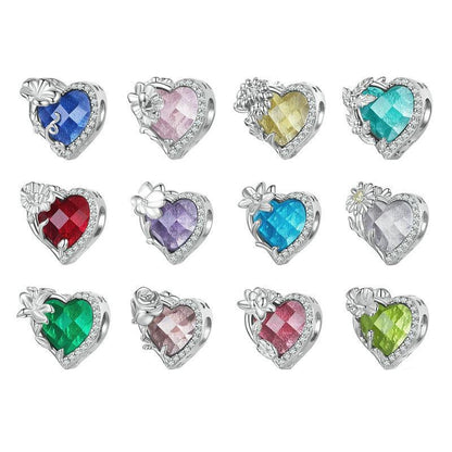 925 Sterling Silver February Birthstone Bracelet With Love Pearl Beads Style - February