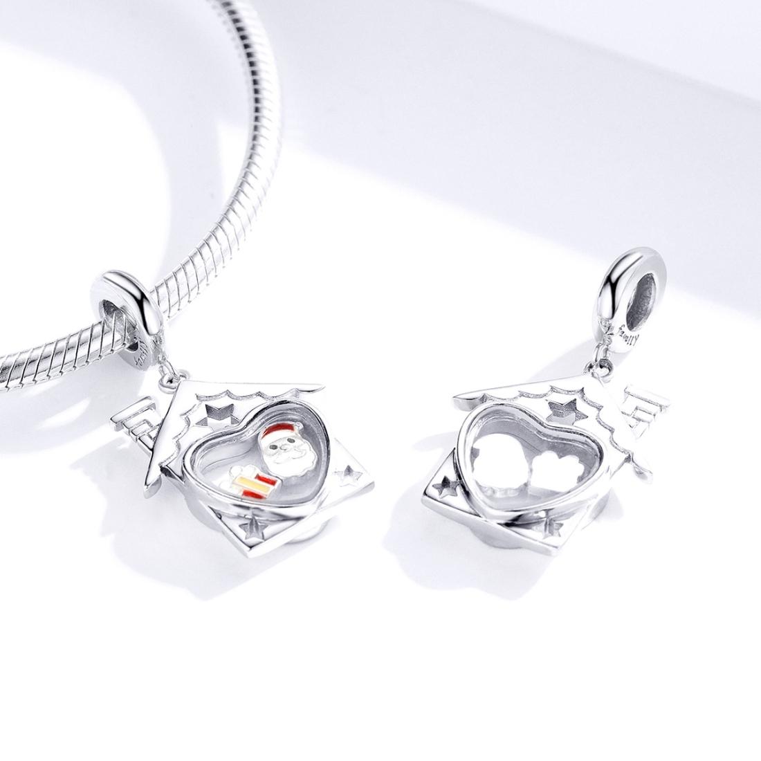 925 Sterling Silver Platinum Plated Santa Beads For Diy Bracelets & Necklaces