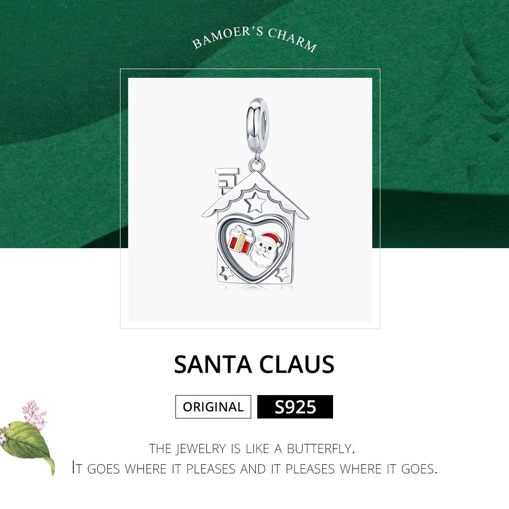 925 Sterling Silver Platinum Plated Santa Beads For Diy Bracelets & Necklaces