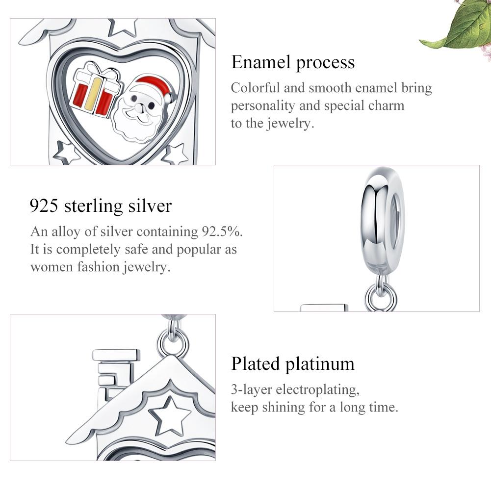 925 Sterling Silver Platinum Plated Santa Beads For Diy Bracelets & Necklaces