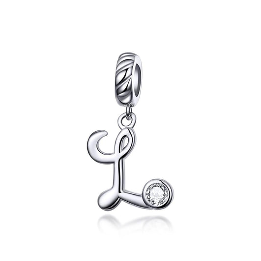 925 Sterling Silver Letter Pendant For Diy Bracelet Or Necklace Style - L