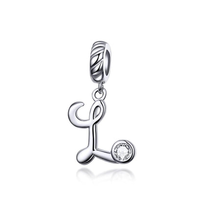 925 Sterling Silver Letter Pendant For Diy Bracelet Or Necklace Style - L