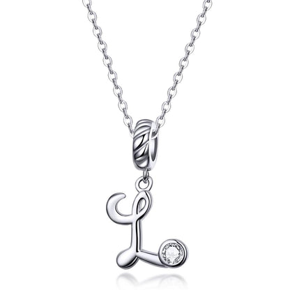 925 Sterling Silver Letter Pendant For Diy Bracelet Or Necklace Style - L