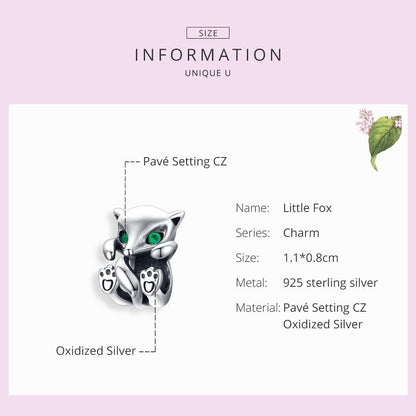 925 Sterling Silver Fox Charm Beads For Diy Bracelets