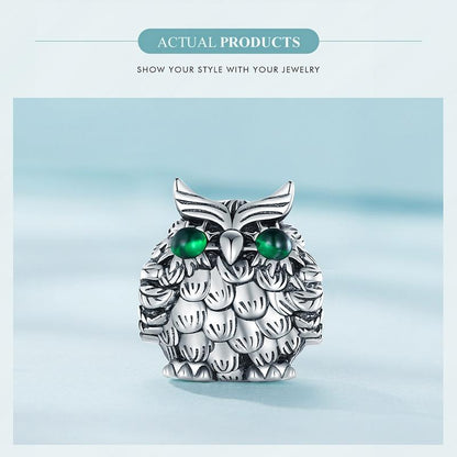 925 Sterling Silver Owl Pendant Necklace Charm For Diy Bracelets