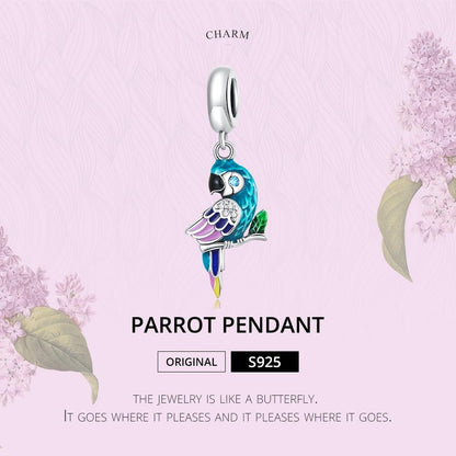 925 Sterling Silver Parrot Pendant For Bracelet Or Necklace