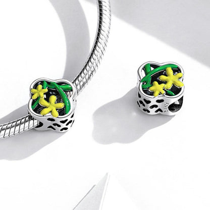 925 Sterling Silver Delicate Daffodil Beads For Diy Bracelets & Necklaces