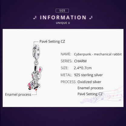 925 Sterling Silver Rabbit Pendant For Diy Bracelets & Necklaces