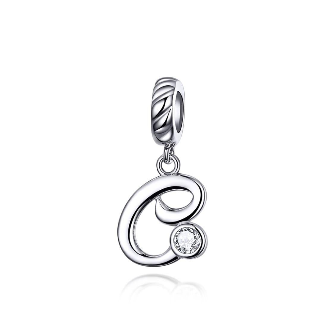 925 Sterling Silver Personalized Letter Pendant For Diy Bracelets & Necklaces Style - C
