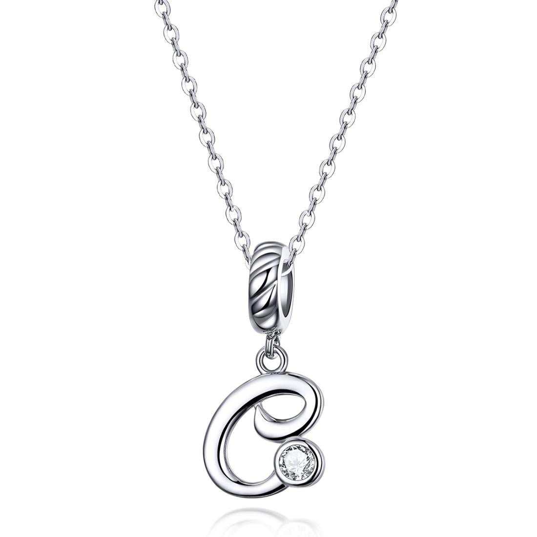 925 Sterling Silver Personalized Letter Pendant For Diy Bracelets & Necklaces Style - C