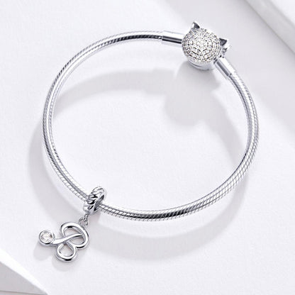 925 Sterling Silver Personalized Letter Pendant For Diy Bracelets & Necklaces Style - C