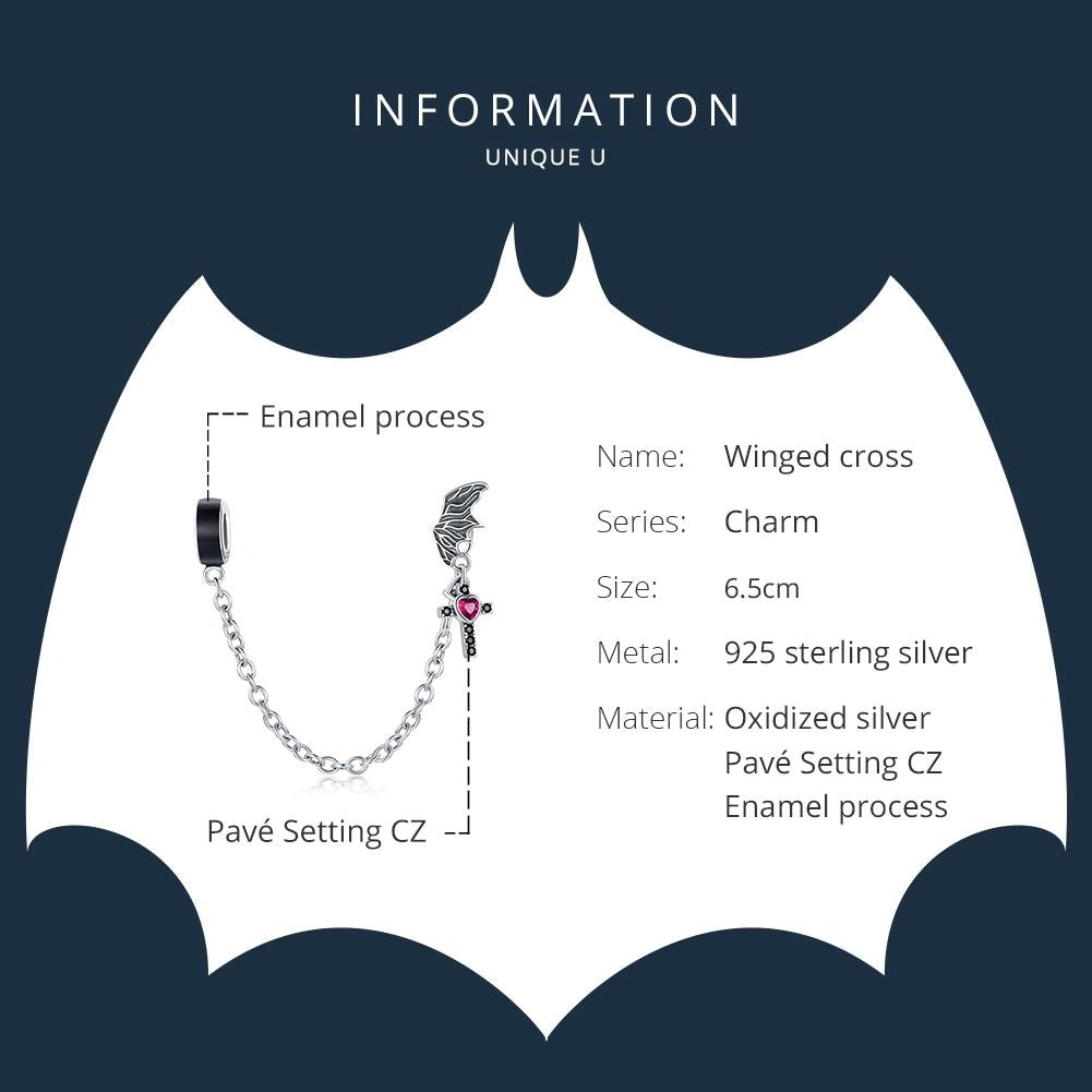 925 Sterling Silver Wing Cross Safety Chain For Diy Bracelets & Necklaces