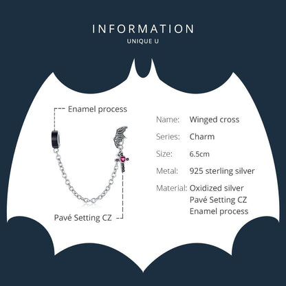 925 Sterling Silver Wing Cross Safety Chain For Diy Bracelets & Necklaces