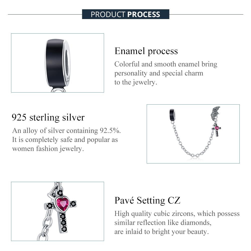 925 Sterling Silver Wing Cross Safety Chain For Diy Bracelets & Necklaces