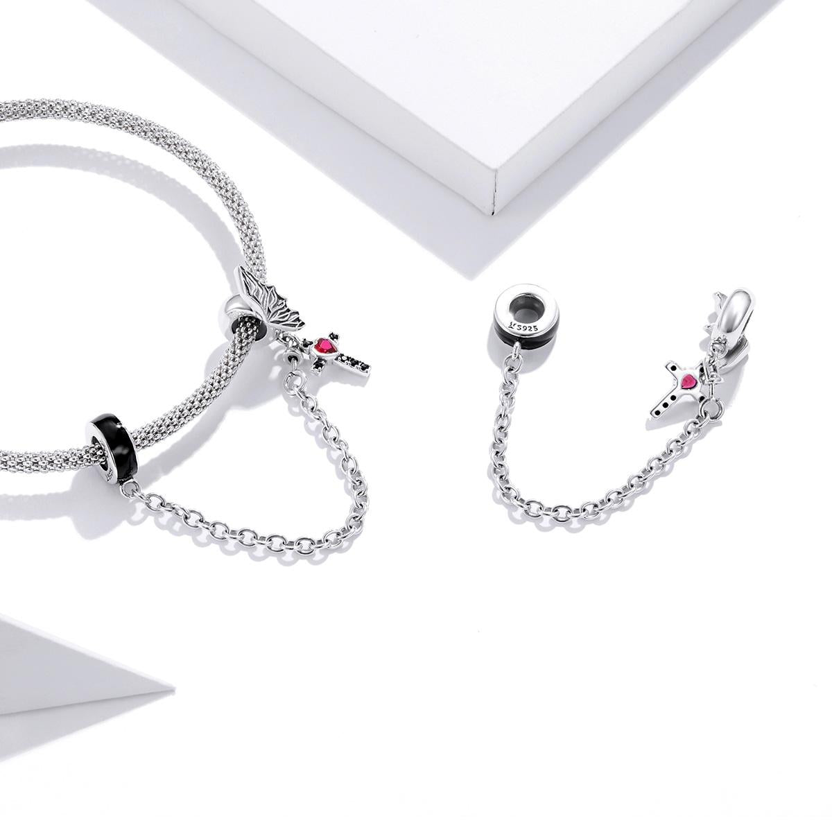 925 Sterling Silver Wing Cross Safety Chain For Diy Bracelets & Necklaces