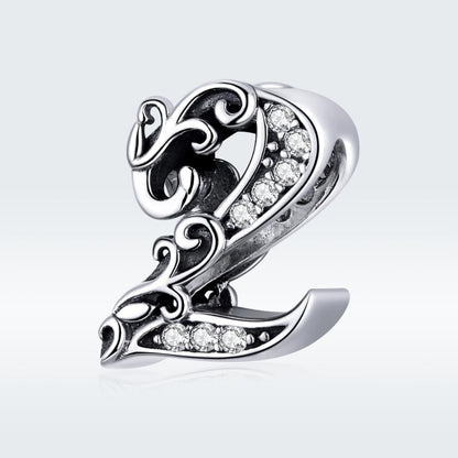 925 Sterling Silver Relief Number Series 0 9 Beads For Diy Bracelets And Necklaces Style - 2