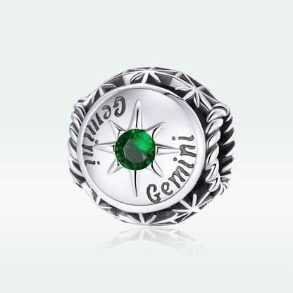 925 Sterling Silver Zodiac Zircon Bead Bracelet / Necklace Set Gemini Style - Gemini