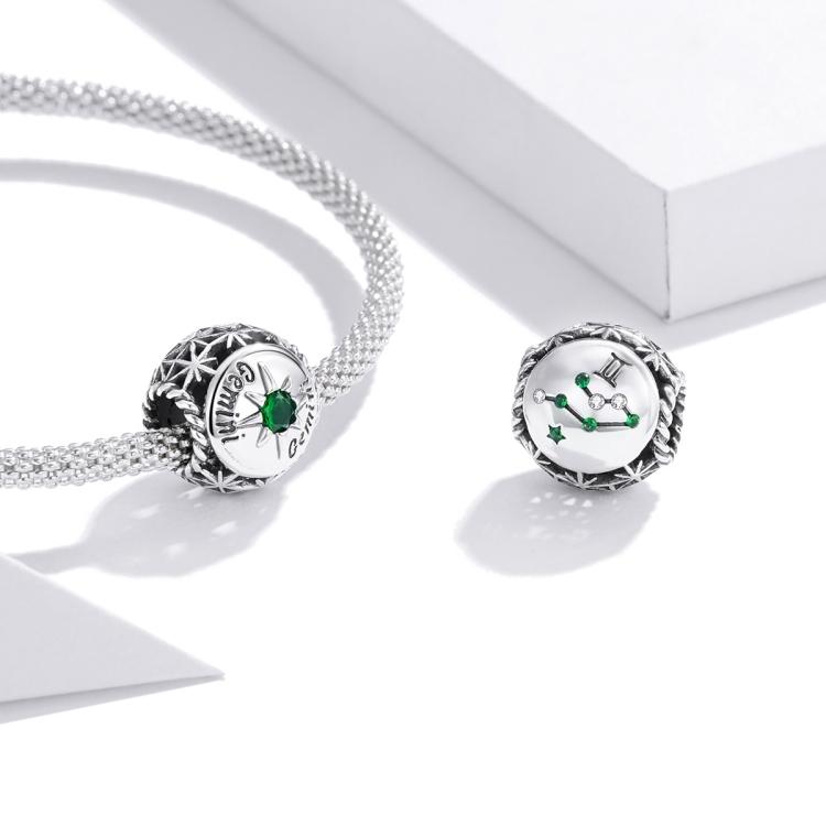 925 Sterling Silver Zodiac Zircon Bead Bracelet / Necklace Set Gemini Style - Gemini