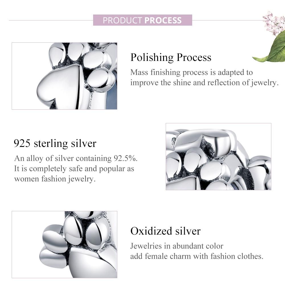 925 Sterling Silver Love Footprints Beaded Bracelet