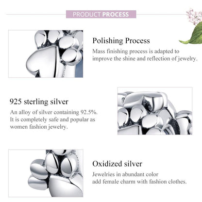 925 Sterling Silver Love Footprints Beaded Bracelet